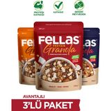 Fellas Protein Granola 3'lü Mix Paket - Hindistan Cevizi 270g + Kırmızı Meyveler 270g + Karışık Kuruyemişli 270g - 810 gr
