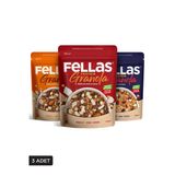 Fellas Protein Granola 3'lü Mix Paket - Hindistan Cevizi 270g + Kırmızı Meyveler 270g + Karışık Kuruyemişli 270g
