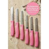 Feller 6'Lı Lazer Tırtıklı Paslanmaz Çelik Sebze Meyve Bıçağı 22X2.4 Cm - Pembe Saplı Soyma Ve Doğrama Seti