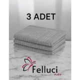 Felluci Textile Büyük Boy 50X70 Kareli Mutfak Tezgah Cam Yer ve Araç Temizlik Bezi 3 ADET - Gri