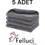 Felluci Textile Felluci Temizlik Bezi 50x60 cm Gri Mikrofiber 280 Gsm Hızlı Kuruma Özelliği ile 5 Adet