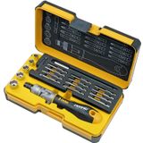 Felo ERGONIC K Box 20 parça cırcır/bükme tornavidası, uç ve lokma anahtarı ile