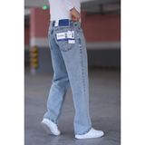 Felvino Erkek Yıkamalı Baggy Bol Kesim Kot Pantolon - Açık Mavi - Buz - Kar - 32