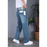 Felvino Erkek Yıkamalı Baggy Bol Kesim Kot Pantolon - Orta Mavi - 30