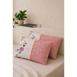 Fem Tekstil Parçalı Çiçek Desenli 2'li Yastık Kılıfı 50x70 cm günlik ve çeyizlik