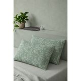 Fem Tekstil Yeşili Yaprak ve Çiçek Desenli 2'li Yastık Kılıfı 50x70 cm günlük ve çeyizlik