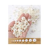 fema aksesuar 4 MM 100 GR DELİKLİ KREM LÜKS KAPLAMA PLASTİK İNCİ BONCUK,TAKI YAPIM BONCUĞU(100GR +- 1700 ADET)