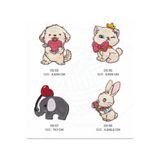 fema aksesuar Ütü İle Yapışan Arma-Patch-Yama Fil-Kalpli Fil-Kedi-Tavşan-Köpek (4'lü Set)