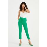 Female Clothing YEŞİL Kemerli Yüksel Bel Cepli Boru Paça Kumaş Pantolon