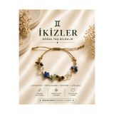 Femenino İkizler Burcu Gerçek Doğal Taş Örme Bileklik - Aventurin, Lapis Lazuli, Kaplan Gözü, Kristal Kuvars