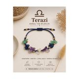 Femenino Terazi Burcu Gerçek Doğal Taş Lacivert İp Örme Bileklik - Aventurin, Lapis Lazuli, Ametist, Kristal Kuvars