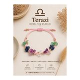 Femenino Terazi Burcu Gerçek Doğal Taş Örme Bileklik - Aventurin, Lapis Lazuli, Ametist, Kristal Kuvars