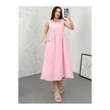 FEMİNEER.com KADIN PEMBE KETEN ELBİSE