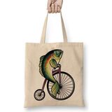 Feminism Fish Without A Bicycle Balık Bez Çanta Uzun Saplı - Açık Bej - 40 X 40