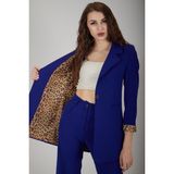 Feminist Saks Leopar Astar Detaylı Krep Blazer Ceket 0105120.26