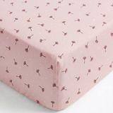 femmhome Lüks Ranforce Desenli %100 Pamuk Lastikli Çarşaf | 63 Tel Dokuma (160 Tc) | Dandelion - Pembe - 90x190