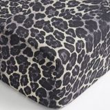 femmhome Lüks Ranforce Desenli %100 Pamuk Lastikli Çarşaf | 63 Tel Dokuma (160 Tc) |leopar - Gümüş - 120x200