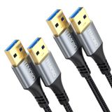 FEMORO USB - USB Kablosu 3 ft 2 Paket, USB A'dan USB'ye A Kabloları USB 3.0 Erkek - Erkek Kablosu Çift Taraflı USB Kablosu Veri Aktarımı Altın Kaplama Eklem PC Sabit Disk Sürücüsü ile Uyumlu Dizüstü