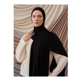 Femple Modest Küçük Bambu Fitilli Jersey Şal | Renk: Siyah | Hijab