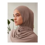 Femple Modest Küçük Pratik Premium Jersey Şal | Renk: Çöl | Çene Dikişli | Ölçü: Genç-çocuk | Instant Hijab