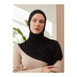 Femple Modest Küçük Pratik Premium Jersey Şal | Renk: Siyah | Çene Dikişli | Ölçü: Genç-çocuk | Instant Hijab
