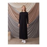 Femple Modest Uzun Kollu Iç Elbise | Renk: Siyah | Long Sleeve Dress Layer
