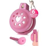 Femstar Vajina Şeklinde Sondalı Pembe Sissy Chastity Cage Bekaret Kafesi Penis Kilidi (Pembe 2)