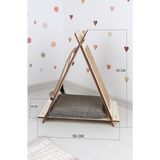Femusa Ahşap Kedi Tırmalama ve Oyun Evi 55x50x35 cm Kolay Kurulum ve Konforlu Minder
