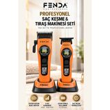 Fenda Profesyonel Bldc Motor 8000 Rpm 2'li Tıraş Makinesi Seti Turuncu