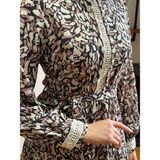 Fendel Dantel Detaylı Desenli Keten Elbise 1409 Navra | Fendel - Siyah - 38