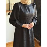 Fendel Kaplama Kemerli Bel Büzgülü Leopar Saten Elbise 1836 Navra | Fendel - Siyah - 46