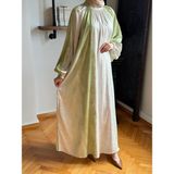 Fendel Reglan Kol Hakim Yaka Desenli Saten Jakar Elbise 1861 Navra | Fendel - Fıstık Yeşili - 38