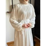 Fendel Reglan Kol Kesme Jakar Astarlı Şifon Elbise 1877 Navra | Fendel - Beyaz - 40