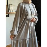 Fendel Salaş Büzgülü Keten Elbise 1922 Navra | Fendel - Gri - 38