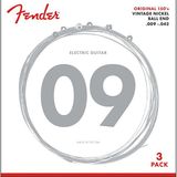Fender 0730150309 Original 150 Pure Nickel Elektro Gitar Teli 3'lü Paket (09-42) | Saf Nikel Sarım Yumuşak Çalım Hissi ve Klasik Vintage Ton (3 Takım)
