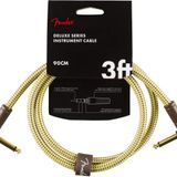 Fender Deluxe Series Instrument Cable Tweed - 90cm Enstrüman Kablosu | Pedalboardlar için kısa gitar kablosu, 24 karat altın kaplama 6,35 mm jak, %99 oksijensiz bakır, açılı