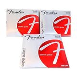 Fender Super Bullets Gitar Telleri, Elektro Gitar Için, Nikel Çelik, 10-46, 3 Set - Renkli