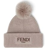 Fendi Bej Ponponlu Kadın Yün Bere