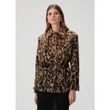 Fendi Camel Leopar Desenli Yün Ceket - Kamel - 38