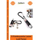 #Fener Lazerli Pilli Beyaz El Feneri Anahtarlık Işıklı Anahtarlık 3 Fonksyonlu Lazer Led Fener