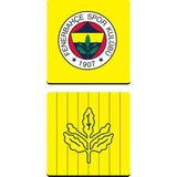 Fenerbahçe Arma Palamut Sarı Ahşap Bardak Altlığı (2'li Set) - Lisanslı Orijinal