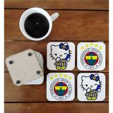 Fenerbahçe Hello Kitty Ahşap Bardak Altlığı Seti Çok Renkli GHSTBSTRALT0051