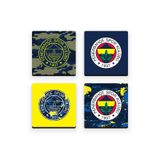 Fenerbahçe Kamuflaj Armalar Ahşap Bardak Altlığı (4'lü Set) - Lisanslı Orijinal
