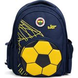 Fenerbahçe Lisanslı 3D Suni Deri Detaylı Okul Çantası - Lacivert 2 Bölmeli Sırt Çantası - Sarı - Lacivert