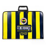 Fenerbahçe Lisanslı Çubuklu Amblem Baskılı Proje Çantası - Askılı Fermuarlı Resim Çantası 35X50 cm