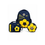 Fenerbahçe Lisanslı Futbol Topu Tasarımlı 3'lü Okul Çantası Seti - Sırt Çantası, Beslenme Çantası ve Kalem Çantası