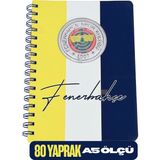 Fenerbahçe Lisanslı Labirent Oyunlu 13X21CM Ölçülü A5 Boyutlu Çizgili Metal Spiralli Sert Karton Kapaklı Not Defteri - Lacivert - Beyaz