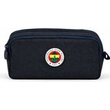 Fenerbahçe Lisanslı Lacivert Çift Bölmeli Kalemlik - Rubber Logolu Su Itici Kumaşlı Kalem Kutusu