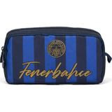 Fenerbahçe Lisanslı Lacivert Çubuklu Kalemlik - Çift Bölmeli Sarı Lacivert Okul Kalem Çantası - Mavi - Lacivert