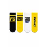 Fenerbahçe Lisanslı Taraftar Yetişkin Patik Çorap, 4'lü Patik Çorap Set, Sarı Lacivert Taraftar Çorap Set